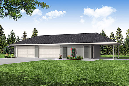 Prairie Style Traditional Elevation of Plan 43716