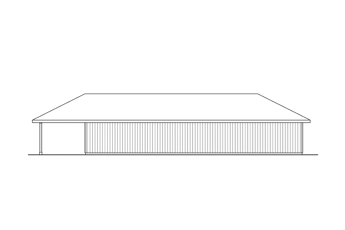 Prairie Style Traditional Rear Elevation of Plan 43716