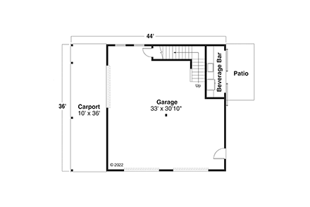 Garage Plan 43717 - 2 Car Garage First Level Plan