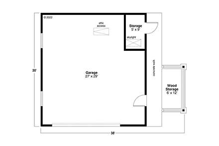 Garage Plan 43718 - 2 Car Garage First Level Plan