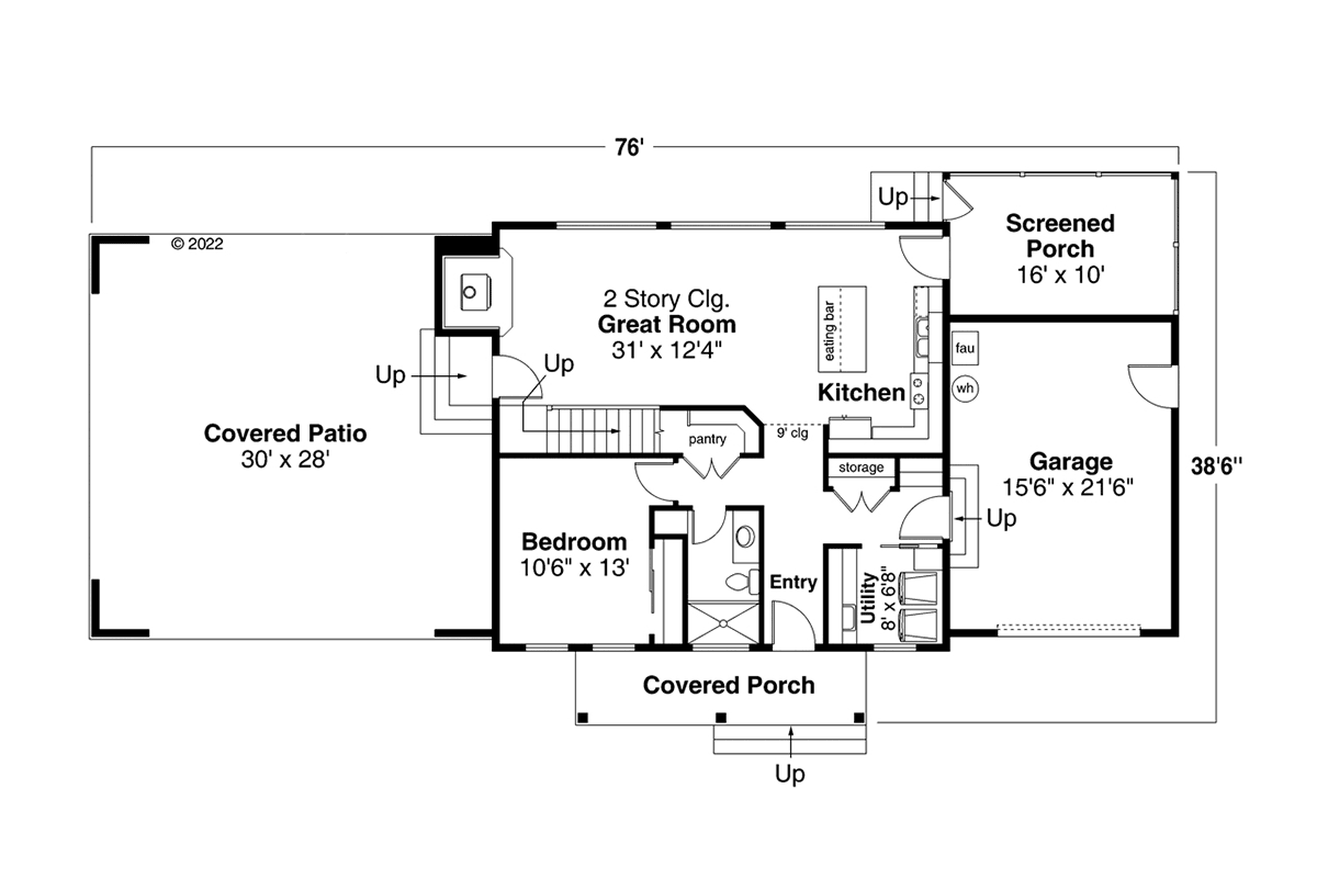 Country Ranch Traditional Level One of Plan 43721