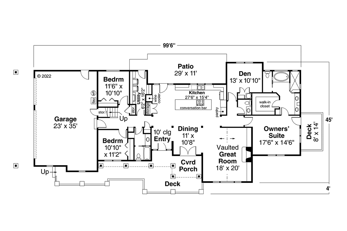 Craftsman Ranch Traditional Level One of Plan 43723