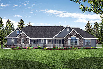 Craftsman Ranch Traditional Elevation of Plan 43723