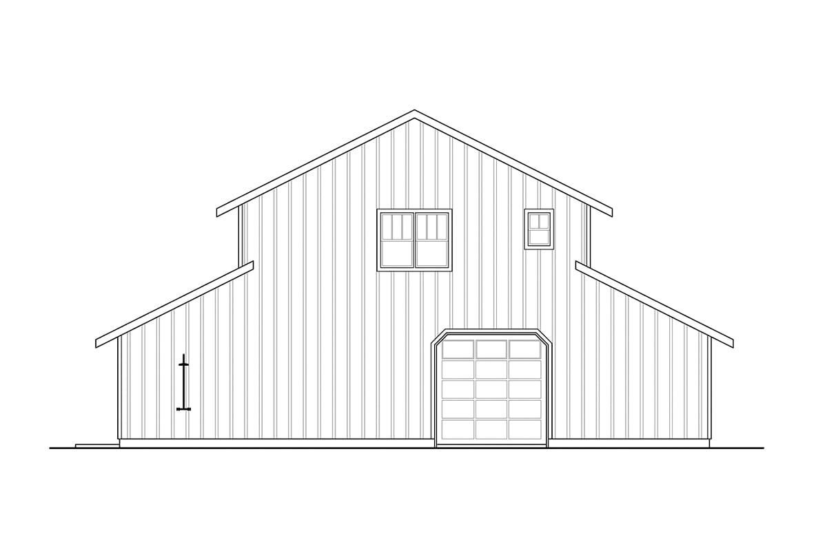 Barndominium Country Traditional Rear Elevation of Plan 43725