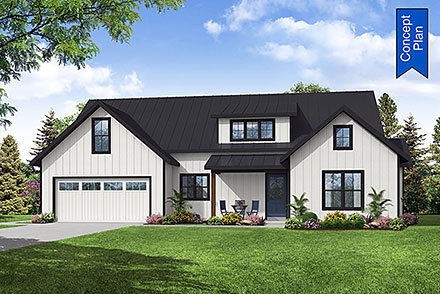 Country Craftsman Farmhouse Elevation of Plan 43726