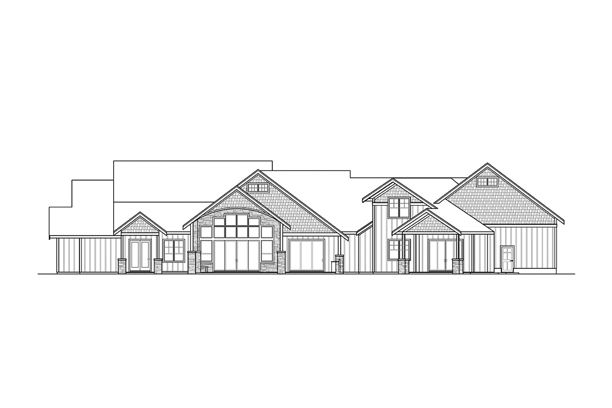 Country Craftsman Ranch Rear Elevation of Plan 43728