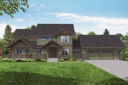 Country Craftsman Elevation of Plan 43737