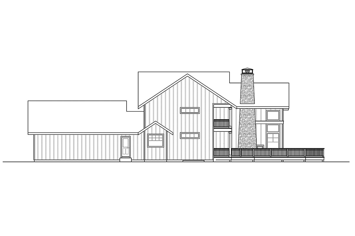 Country Craftsman Rear Elevation of Plan 43737