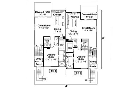 Multi-Family Plan 43741 First Level Plan