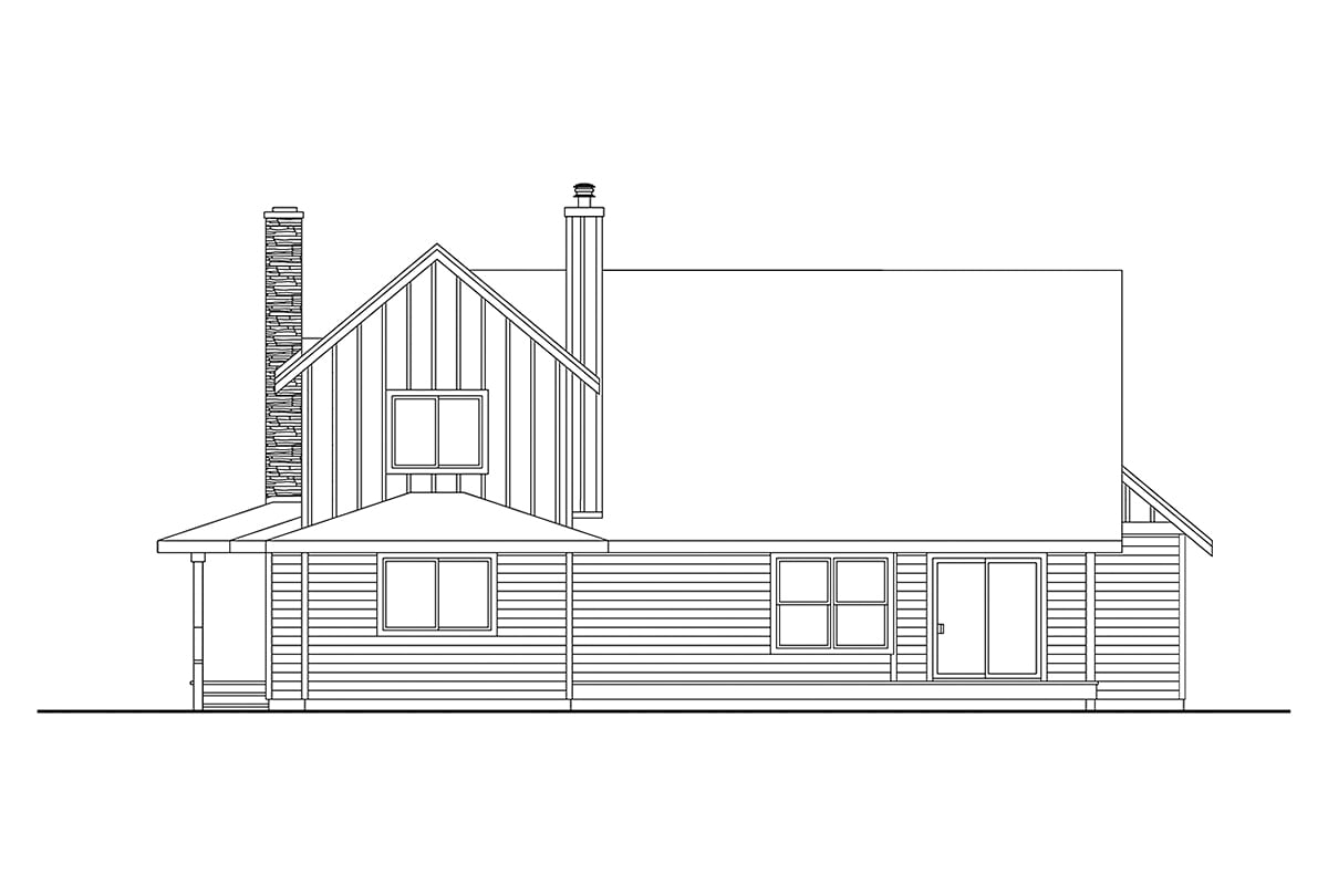 Country, Farmhouse, Traditional Plan with 2109 Sq. Ft., 3 Bedrooms, 3 Bathrooms, 2 Car Garage Rear Elevation