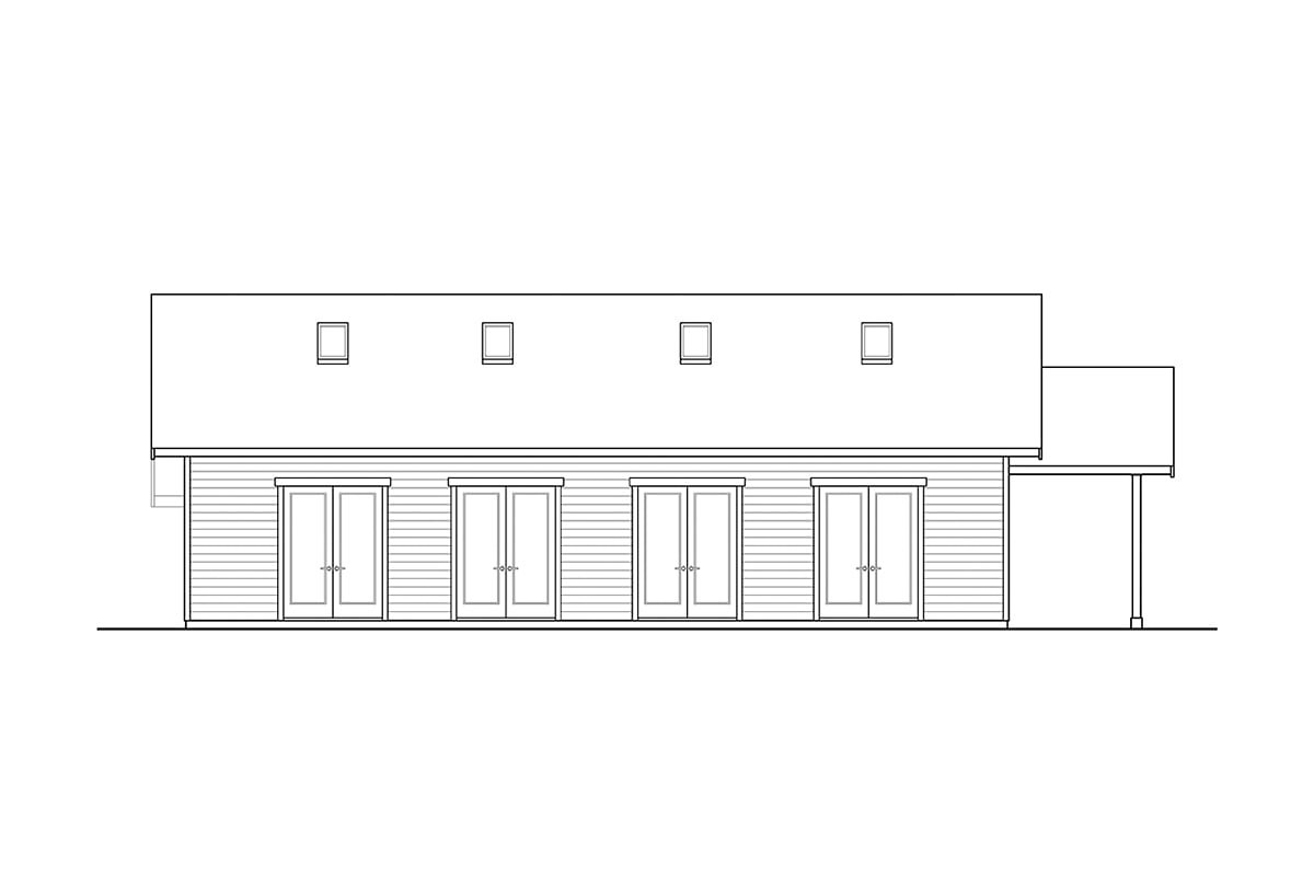 Country Farmhouse Ranch Rear Elevation of Plan 43748