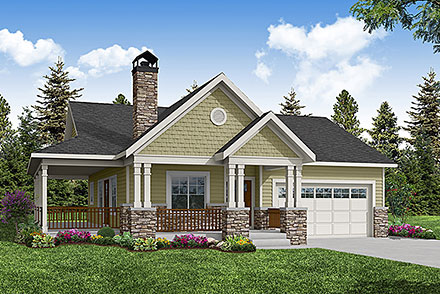 Cottage Country Ranch Elevation of Plan 43750