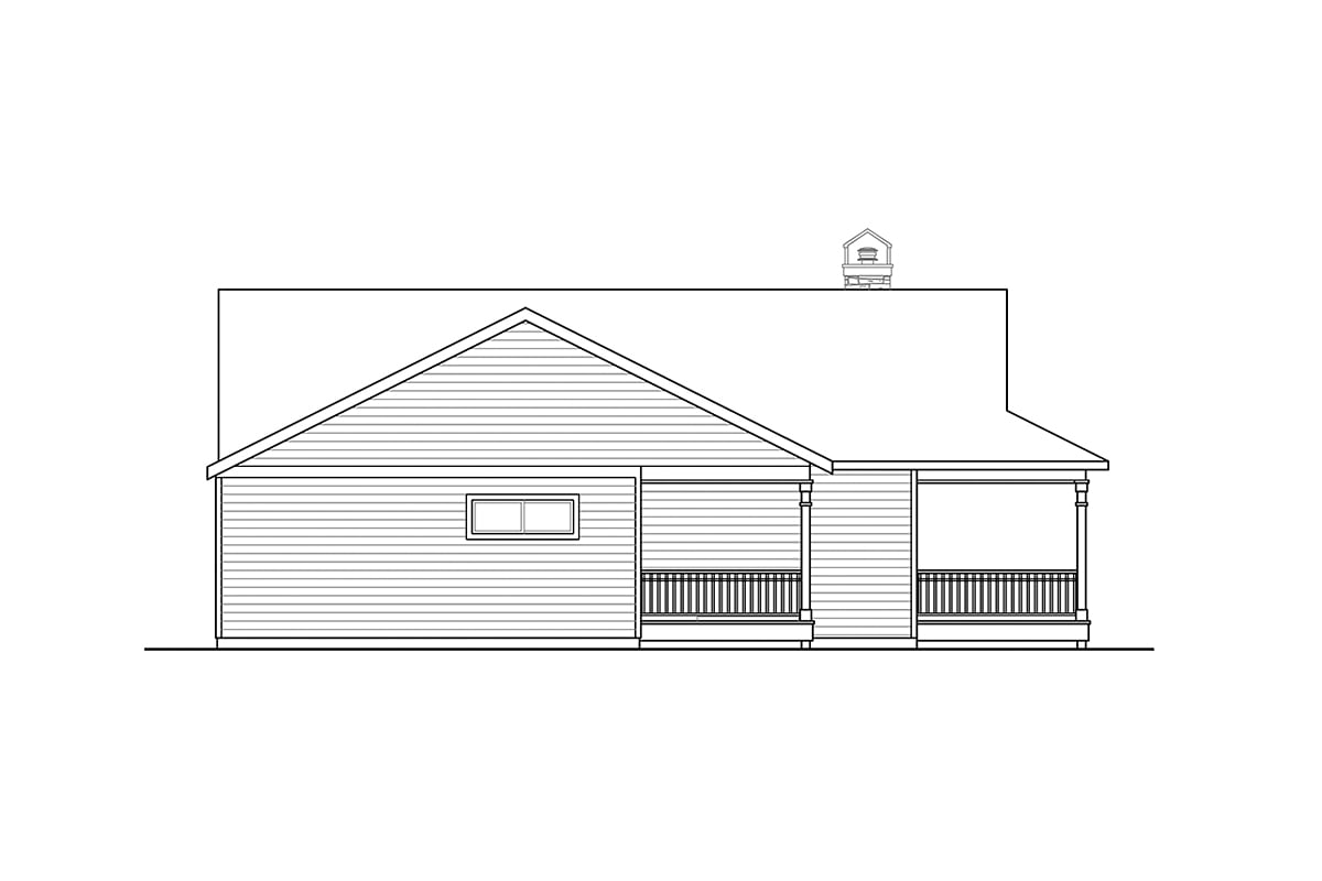 Cottage Country Ranch Rear Elevation of Plan 43750