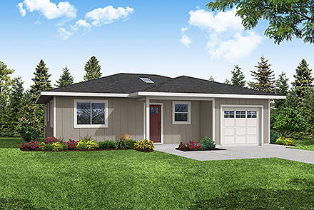 Bungalow Cabin Cottage Prairie Style Traditional Elevation of Plan 43752