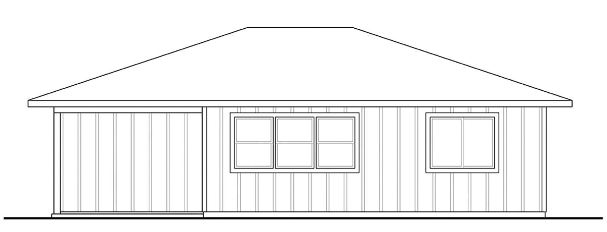 Bungalow Cabin Cottage Prairie Style Traditional Rear Elevation of Plan 43752