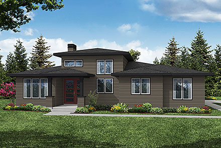 Contemporary Prairie Style Elevation of Plan 43753
