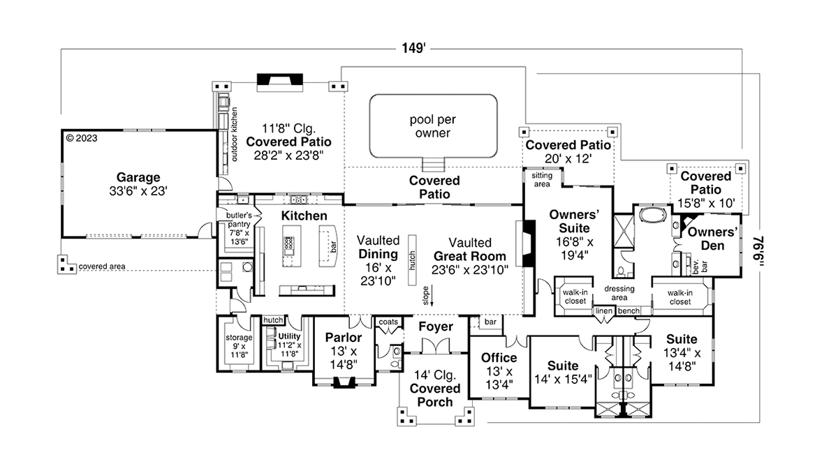 Contemporary Craftsman Prairie Style Level One of Plan 43755