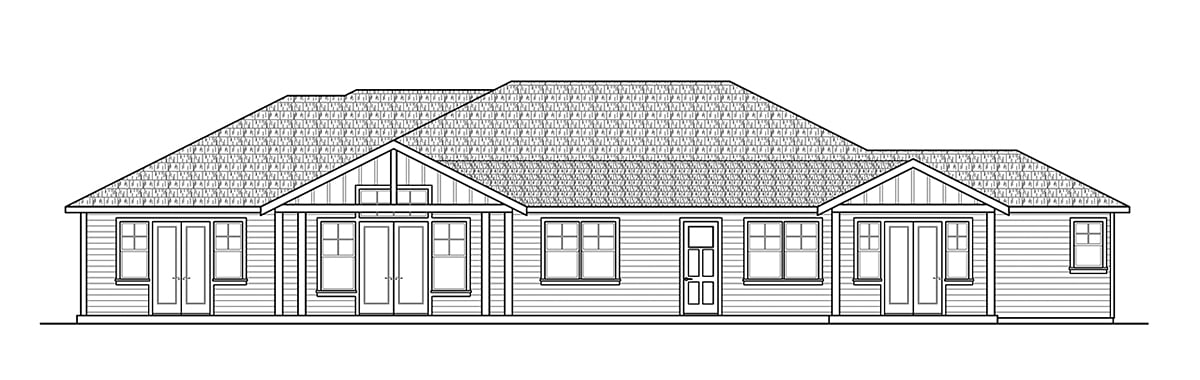 Craftsman Ranch Rear Elevation of Plan 43759