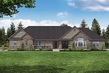 Craftsman Ranch Traditional Elevation of Plan 43761