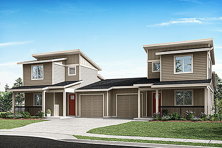 Contemporary Saltbox Traditional Elevation of Plan 43769