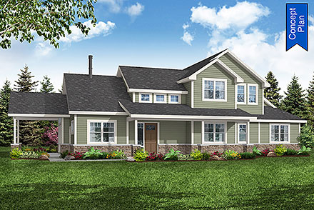Country Elevation of Plan 43779