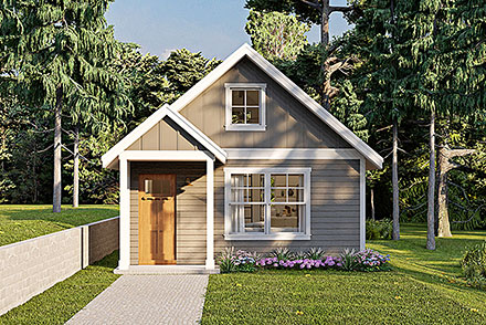 Bungalow Cabin Cottage Country Craftsman Elevation of Plan 43786