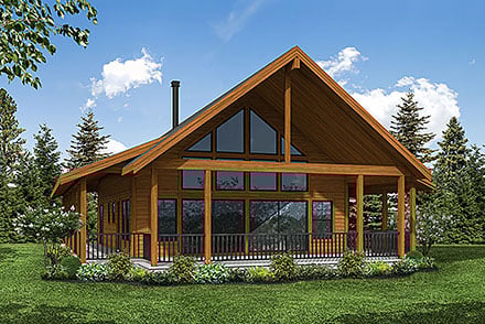 A-Frame, Cabin, Cottage House Plan 43796 with 2 Beds, 3 Baths