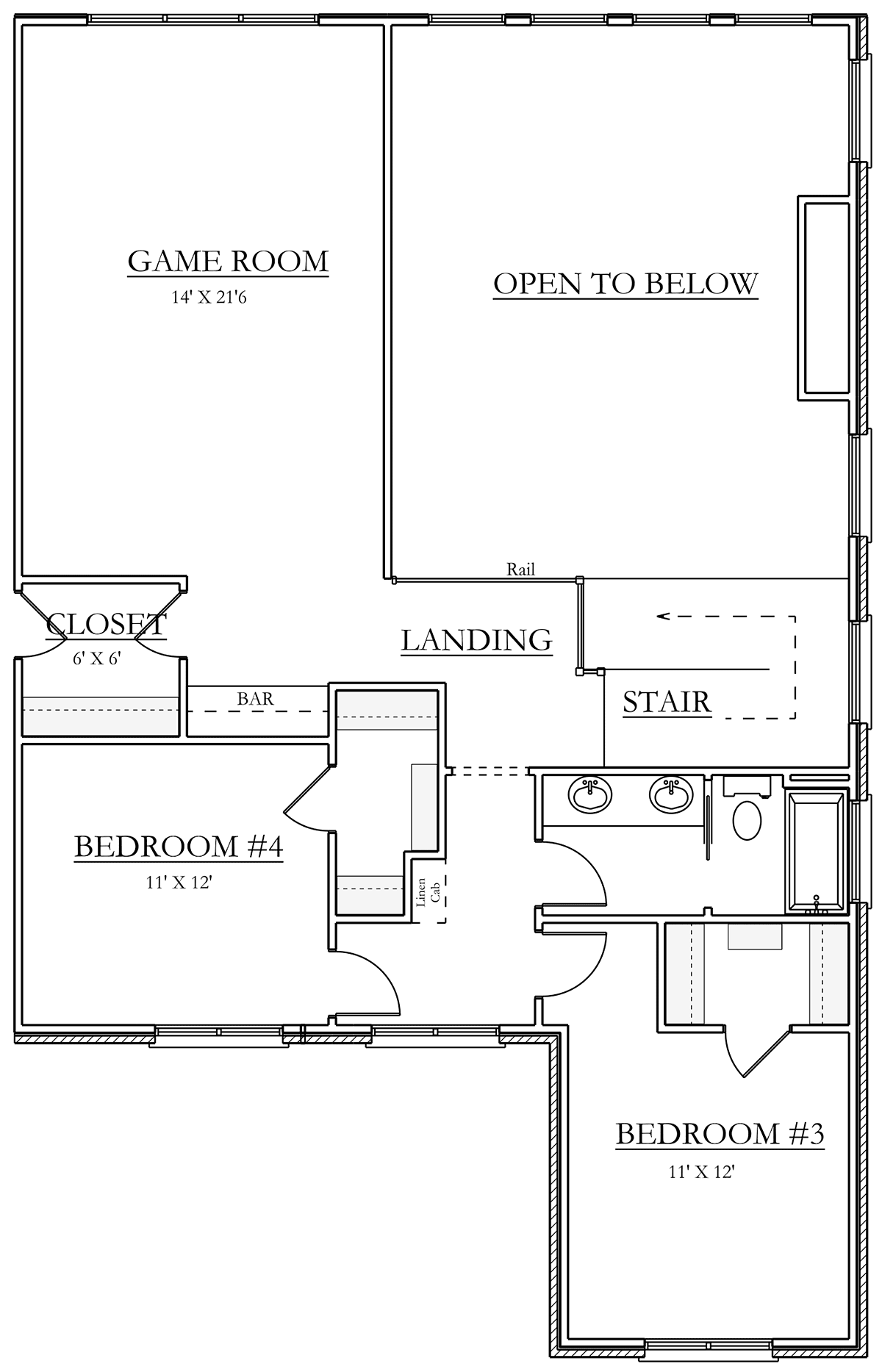 Cottage Craftsman Farmhouse Level Two of Plan 43800