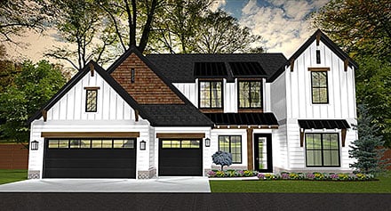 Cottage Craftsman Farmhouse Elevation of Plan 43800