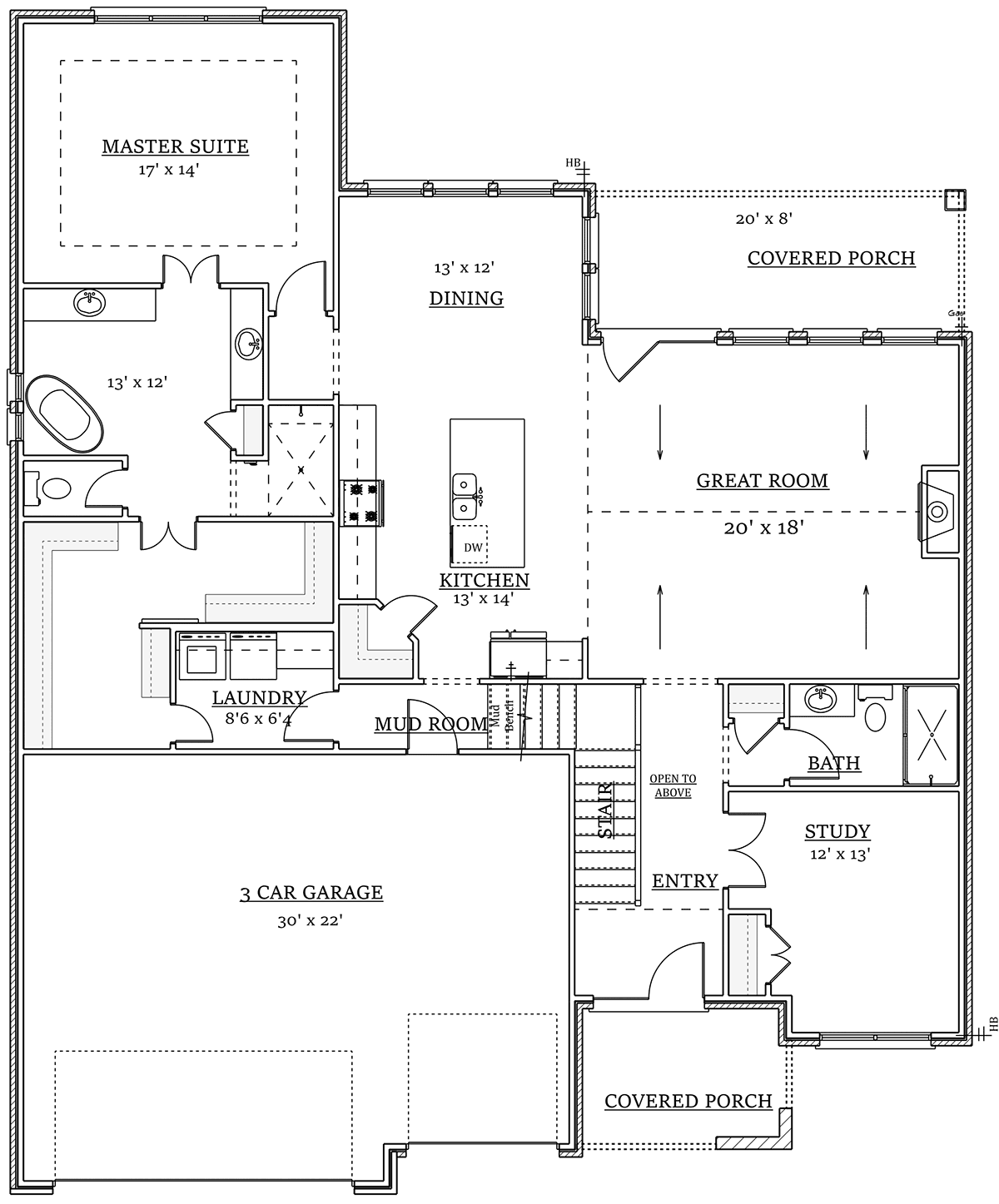 Craftsman Farmhouse Level One of Plan 43801
