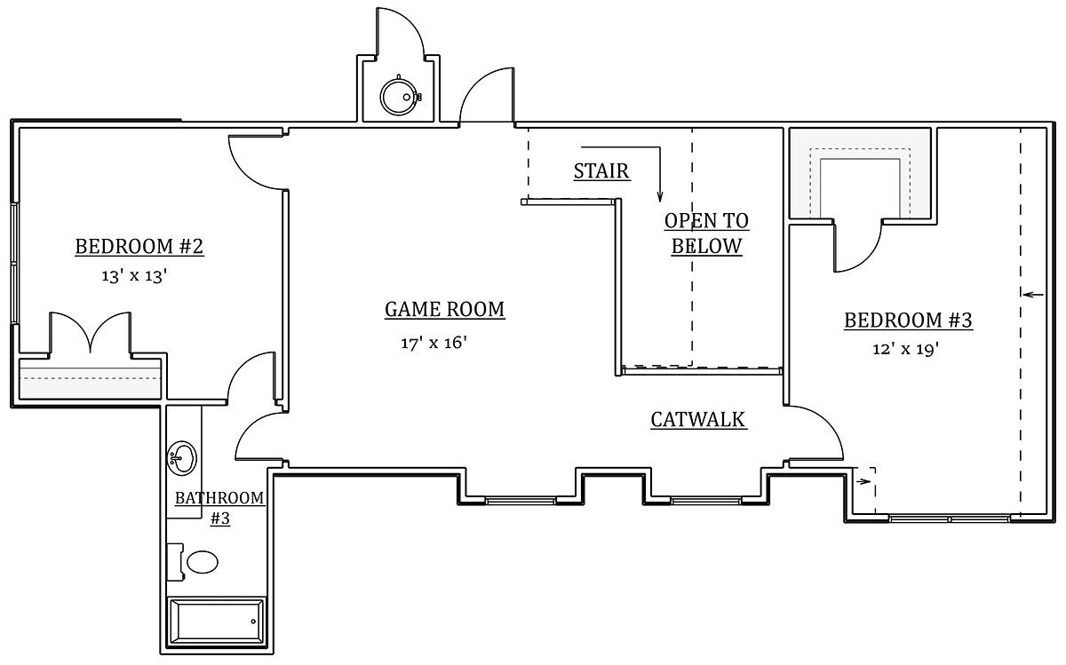 Craftsman Farmhouse Level Two of Plan 43801