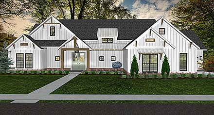 Cottage Craftsman Farmhouse Elevation of Plan 43803