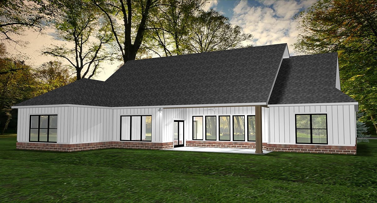 Cottage Craftsman Farmhouse Rear Elevation of Plan 43803