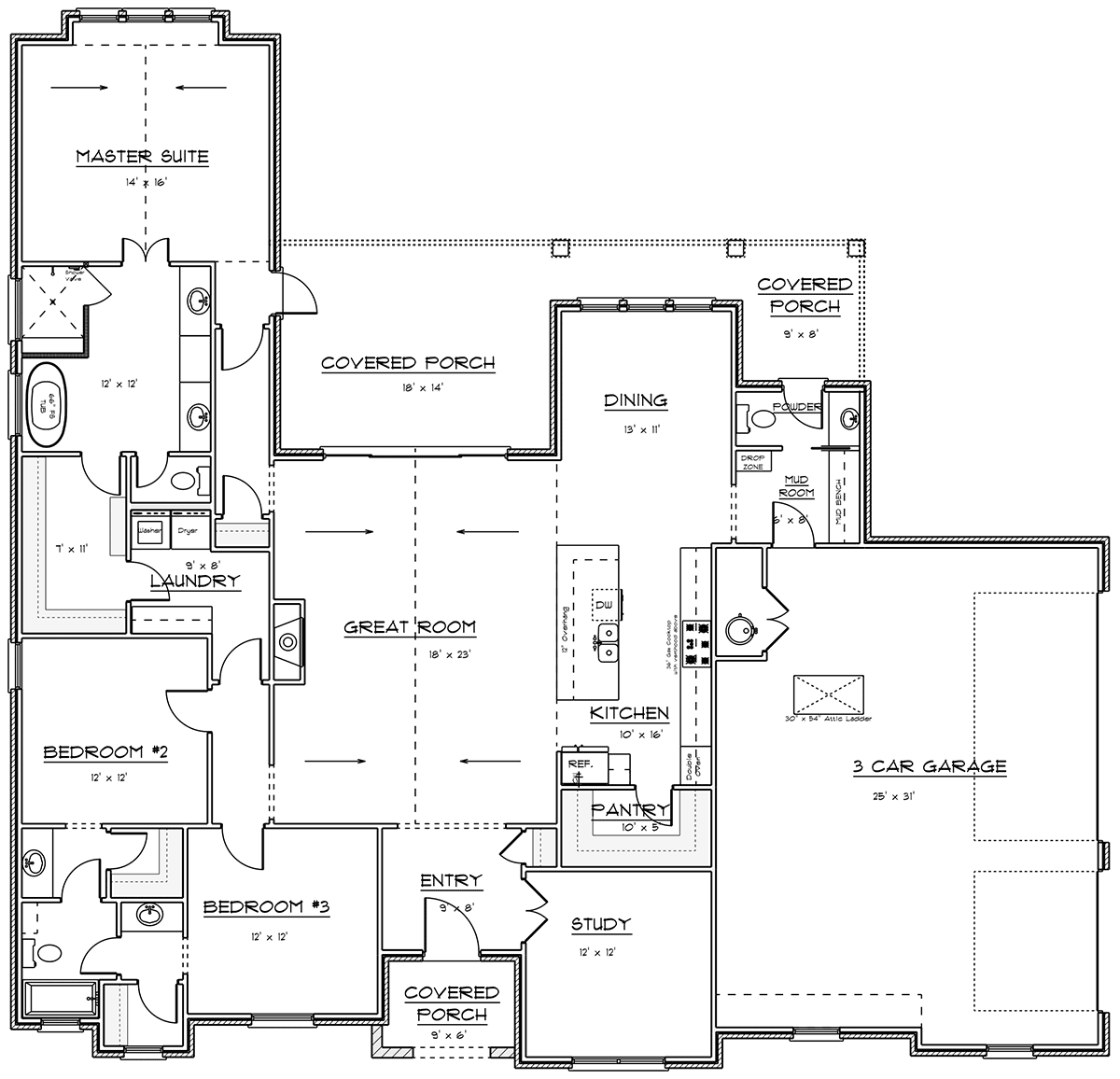 House Plan 43805 Level One