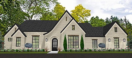 French Country Traditional Tudor Elevation of Plan 43805