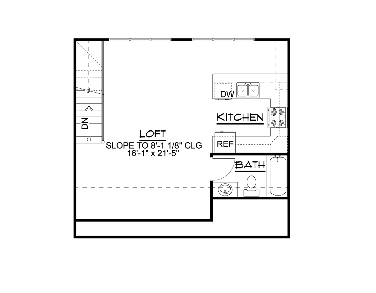 Garage-Living Plan 43901 Level Two