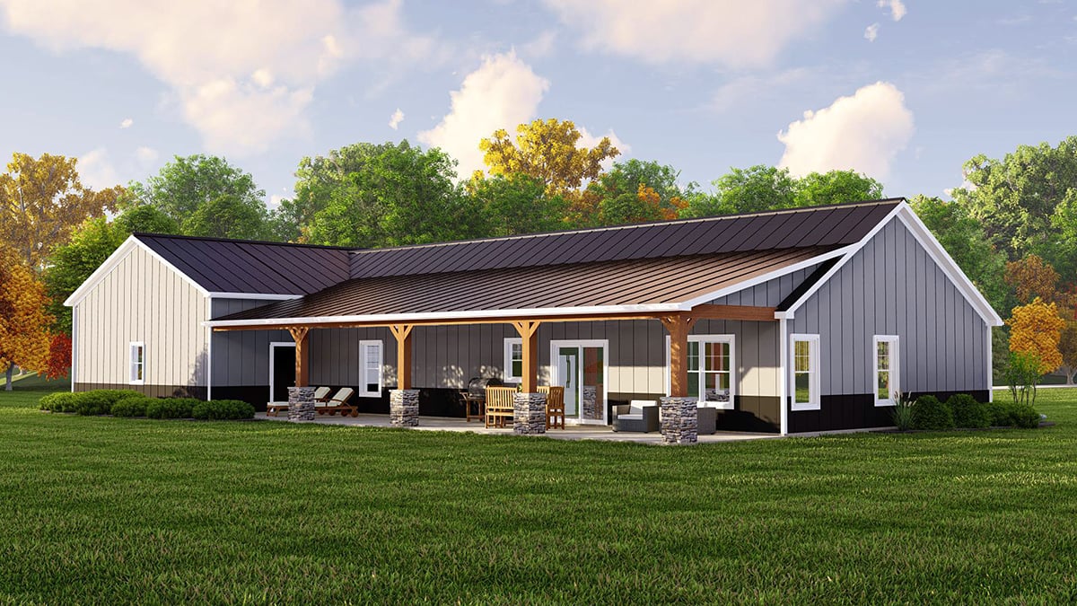 Country Ranch Rear Elevation of Plan 43902