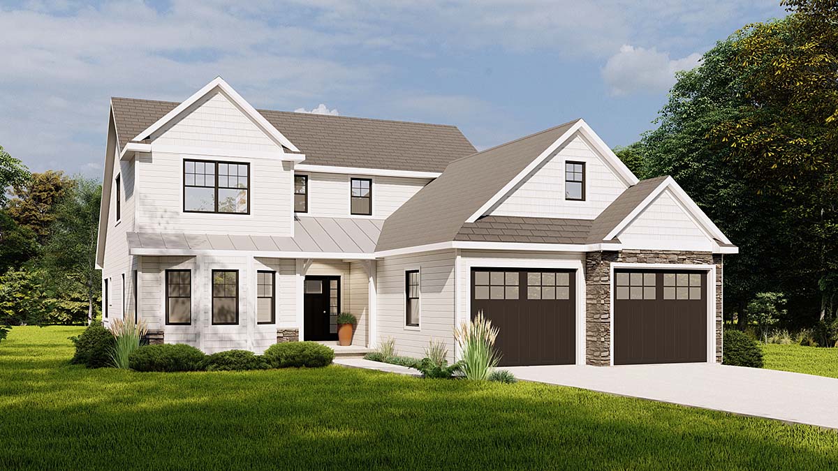 Bungalow, Country, Craftsman, Traditional Plan with 2473 Sq. Ft., 3 Bedrooms, 3 Bathrooms, 2 Car Garage Elevation