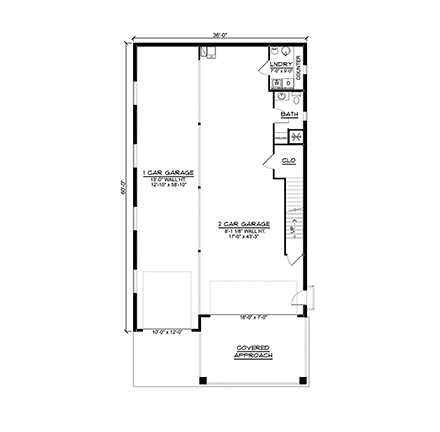 Garage-Living Plan 43908 First Level Plan