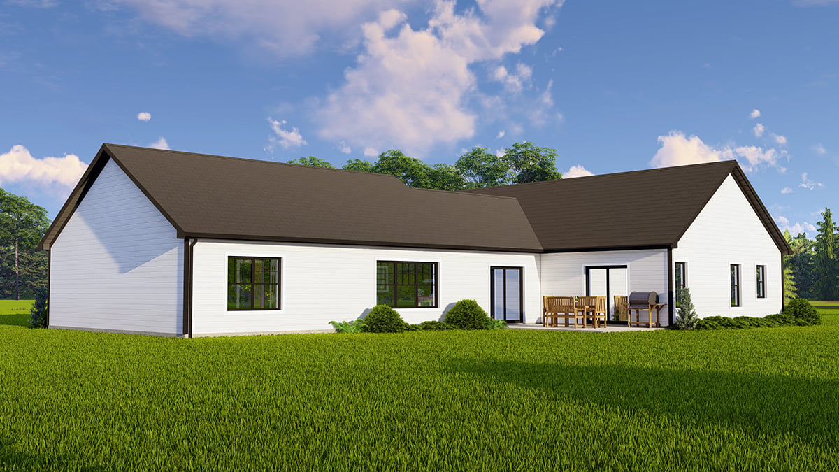 Country Ranch Rear Elevation of Plan 43910