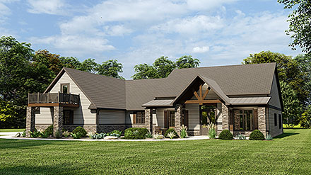 Country Craftsman Ranch Elevation of Plan 43913