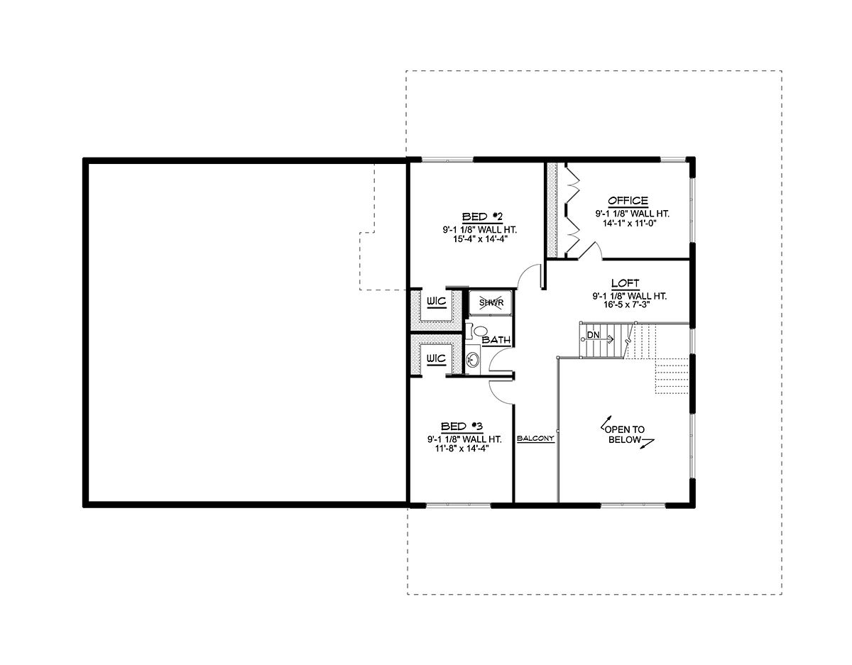 Barndominium Level Two of Plan 43914