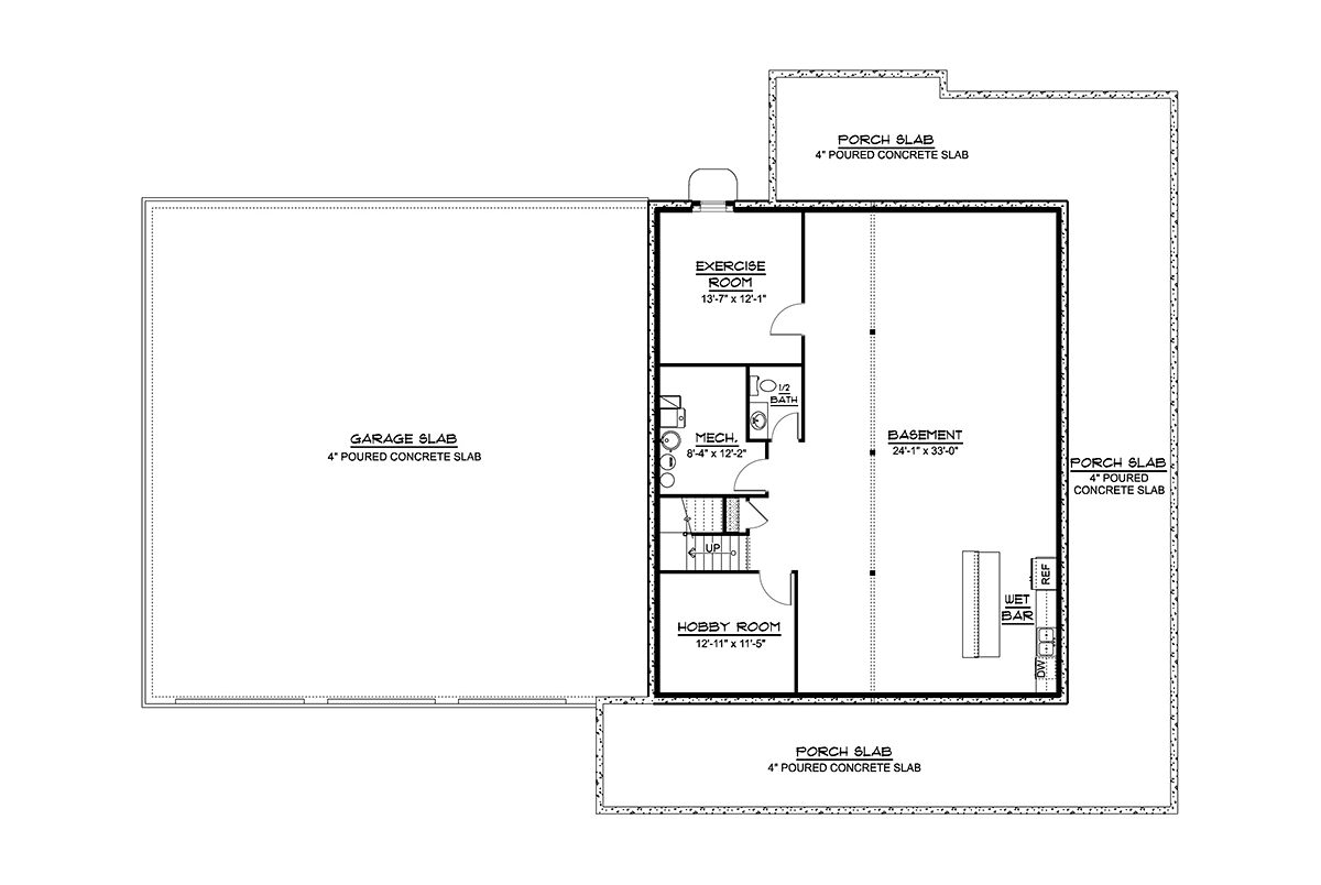 Barndominium Lower Level of Plan 43915