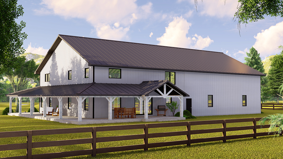 Barndominium Rear Elevation of Plan 43915