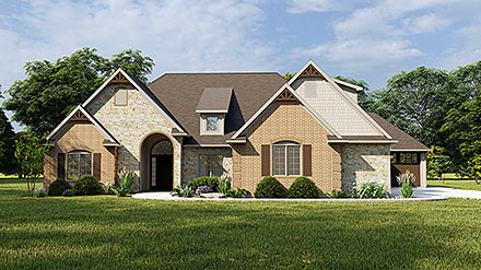 Country Craftsman Ranch Elevation of Plan 43916