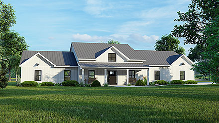 Farmhouse Ranch Traditional Elevation of Plan 43918