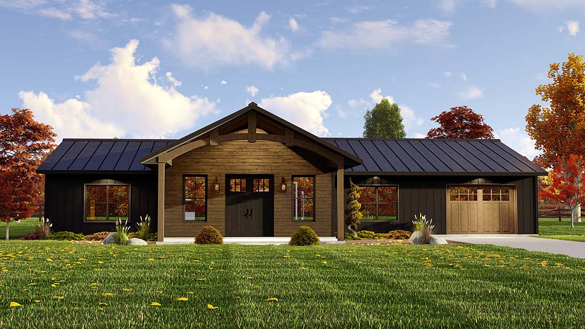 Country, Ranch Plan with 1737 Sq. Ft., 2 Bedrooms, 2 Bathrooms, 1 Car Garage Elevation