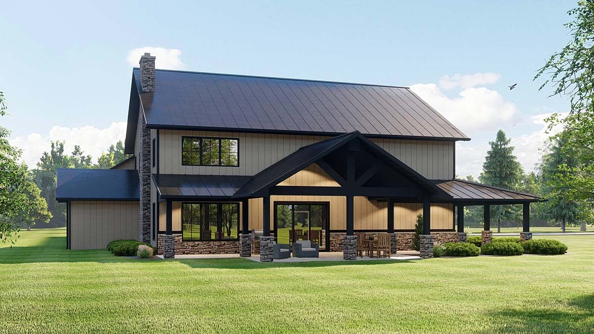 Barndominium Plan with 4121 Sq. Ft., 3 Bedrooms, 5 Bathrooms, 4 Car Garage Picture 3