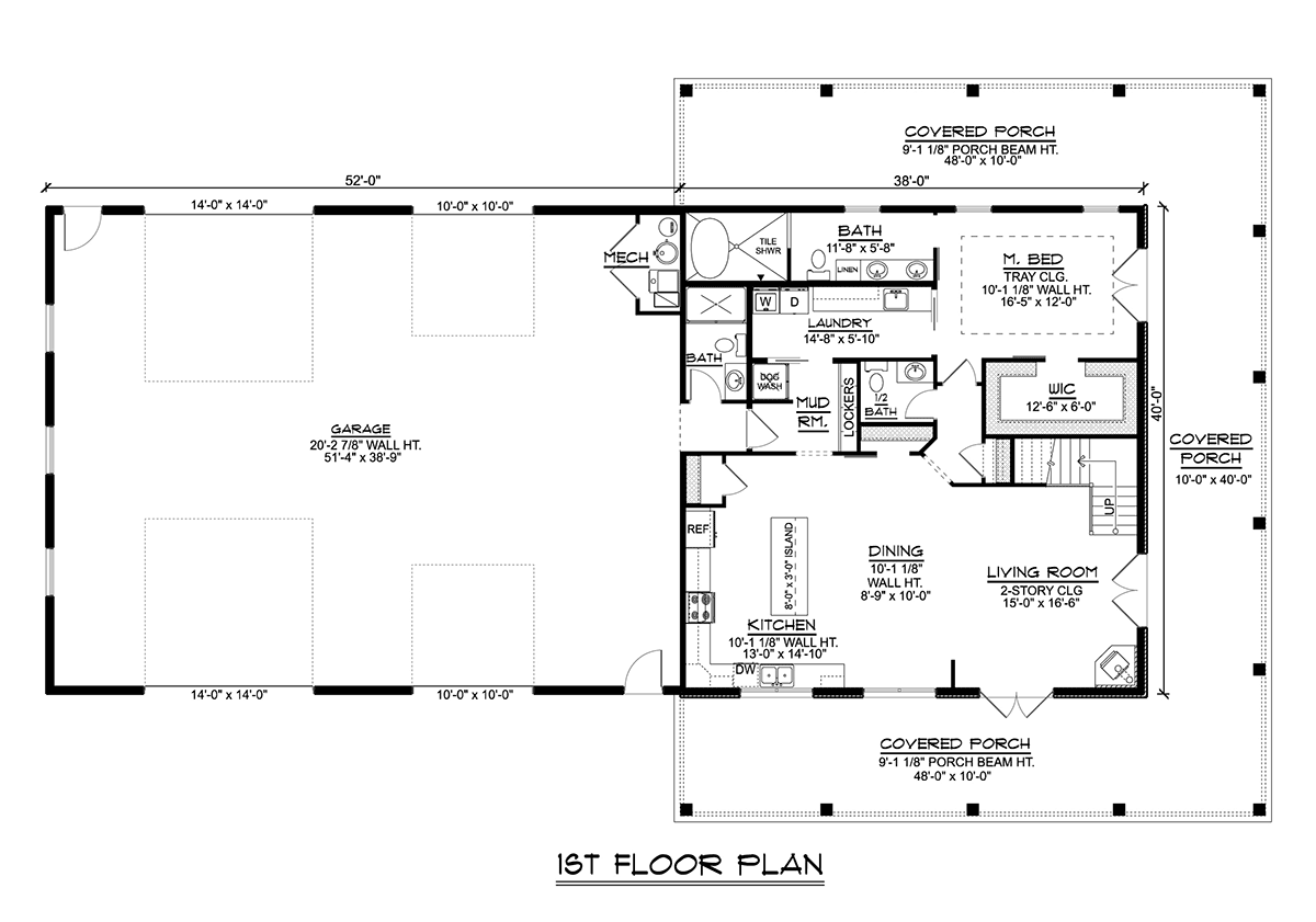 Barndominium Level One of Plan 43924