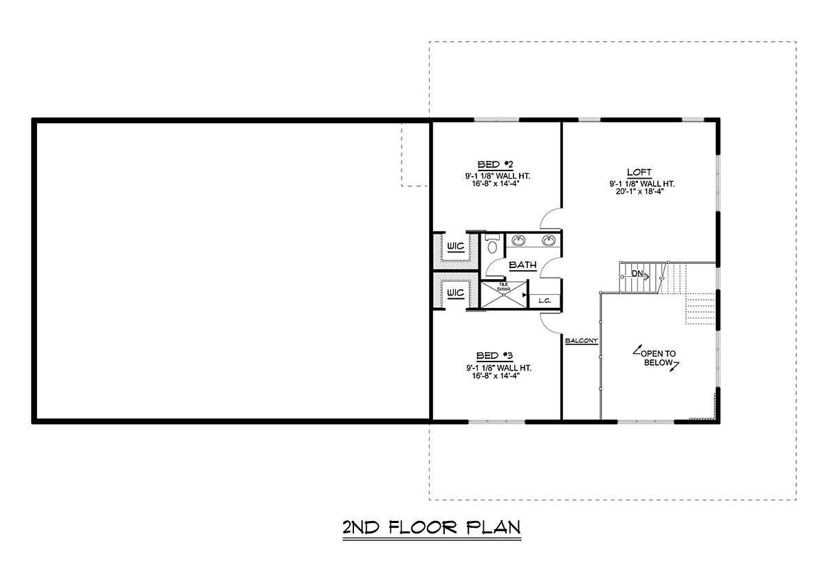 Barndominium Level Two of Plan 43924